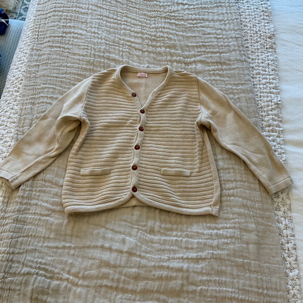 La Coqueta Boys Cream Colored Button Down Cardigan